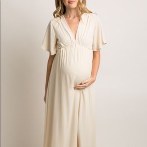Pinkblush ivory maternity maxi dress